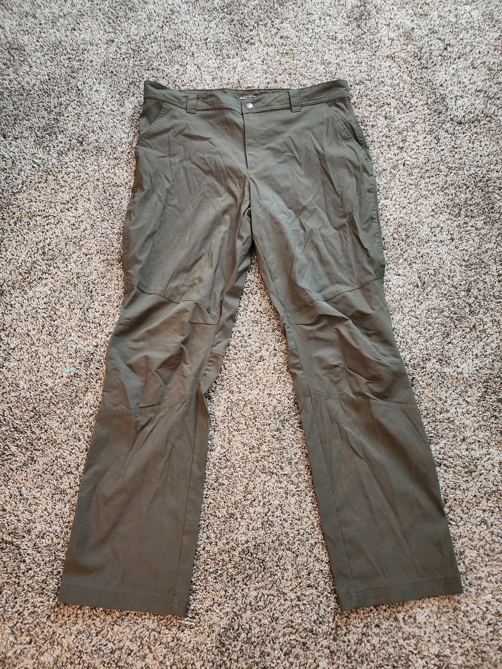 Men's Olive Green Casual Chinos - Classic Straight Fit, Size 38/32